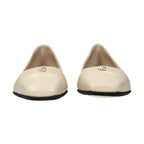 Beige Leather Ballet Flats