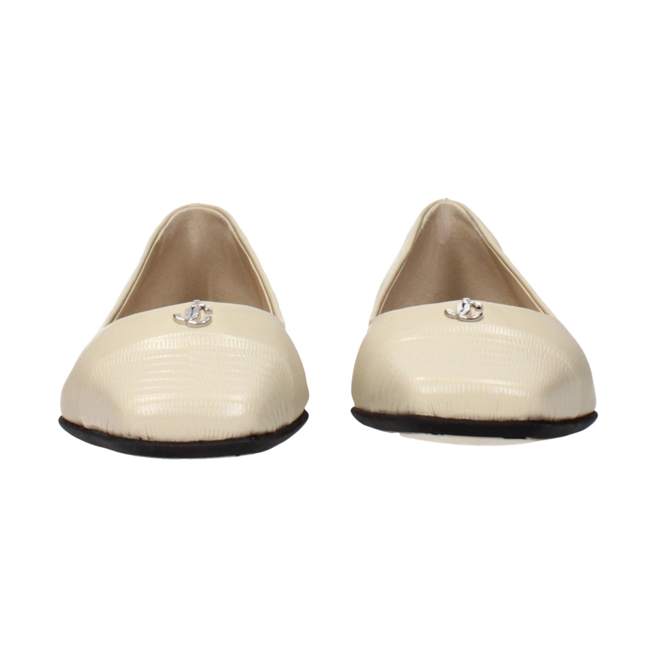 Beige Leather Ballet Flats
