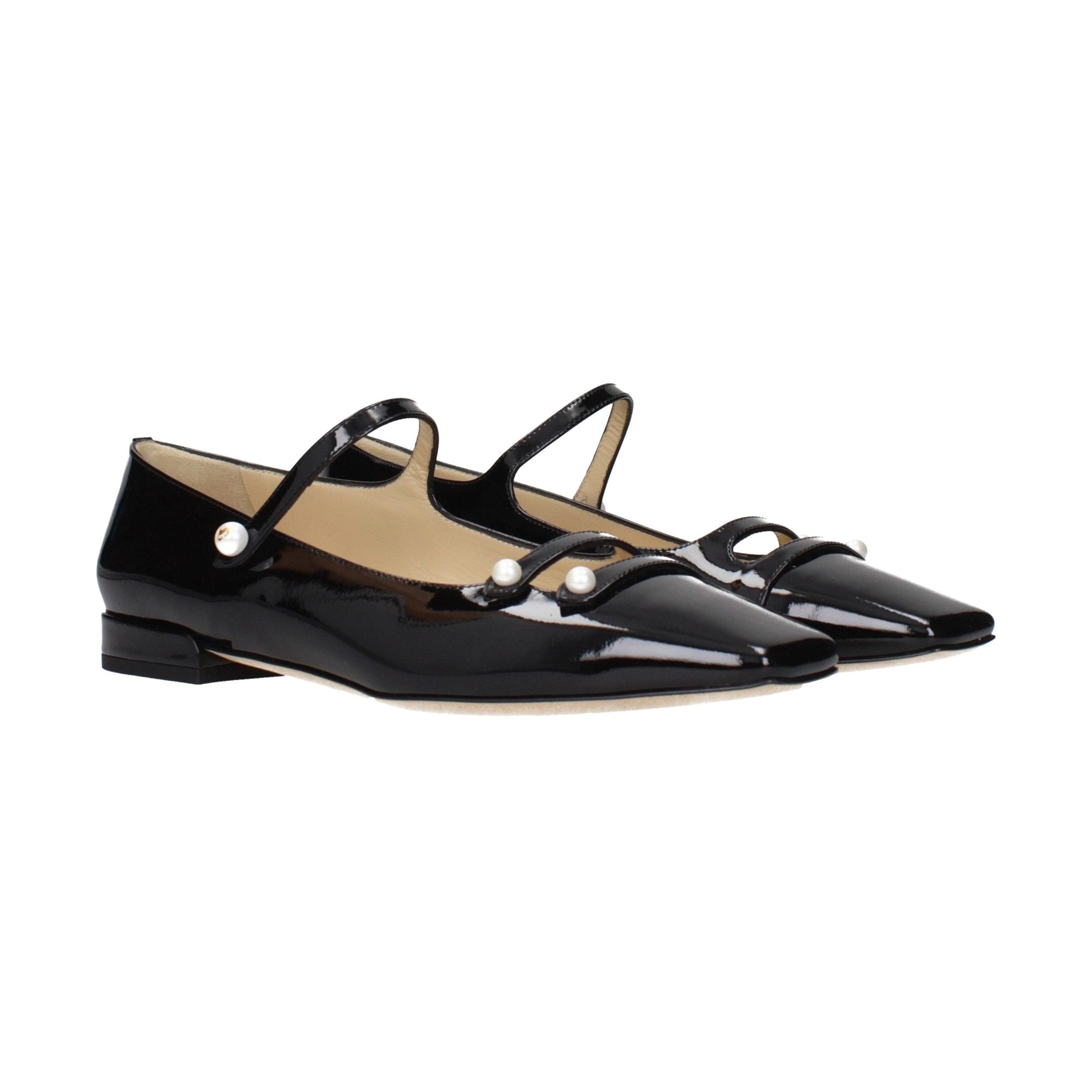 Black Leather Ballet Flats