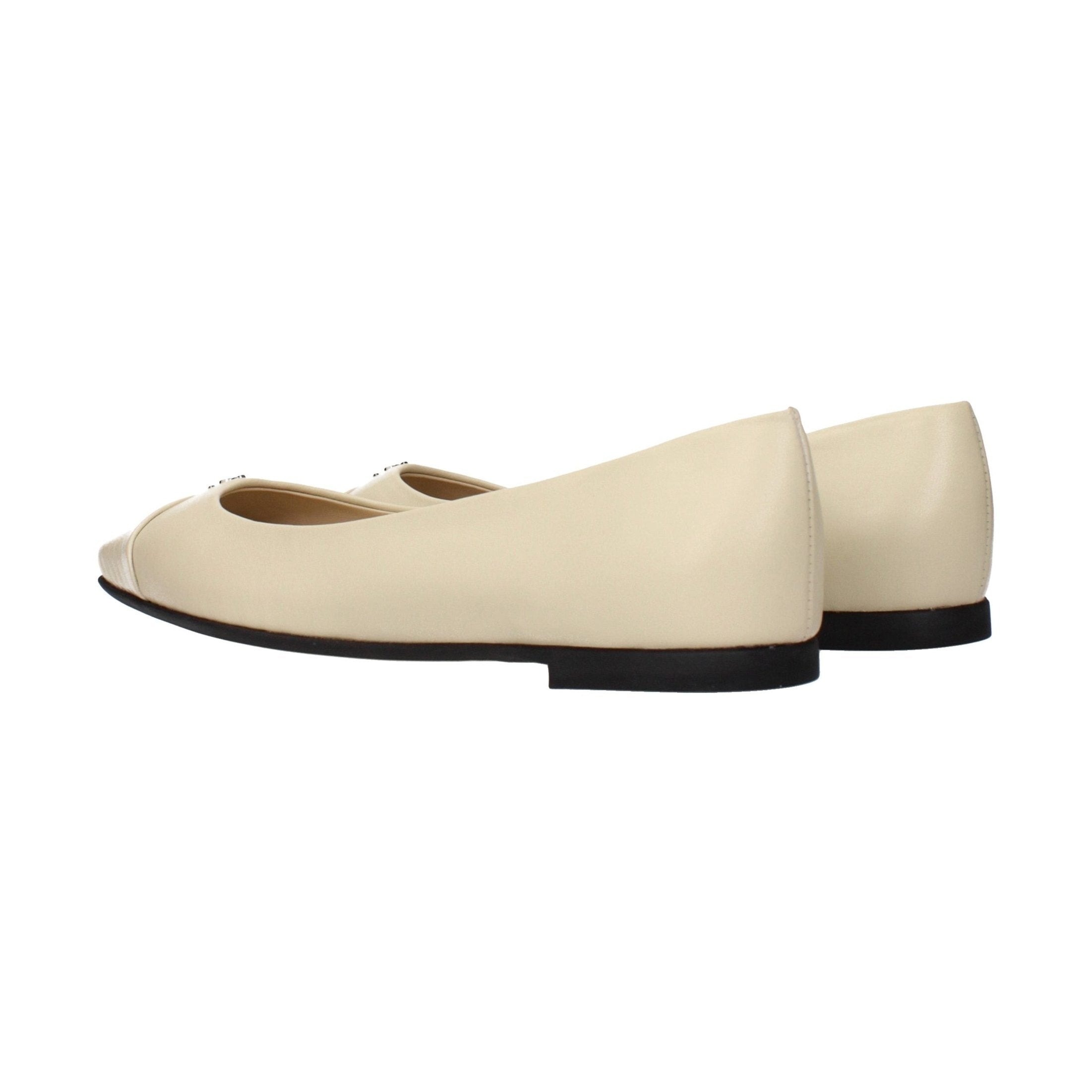 Beige Leather Ballet Flats