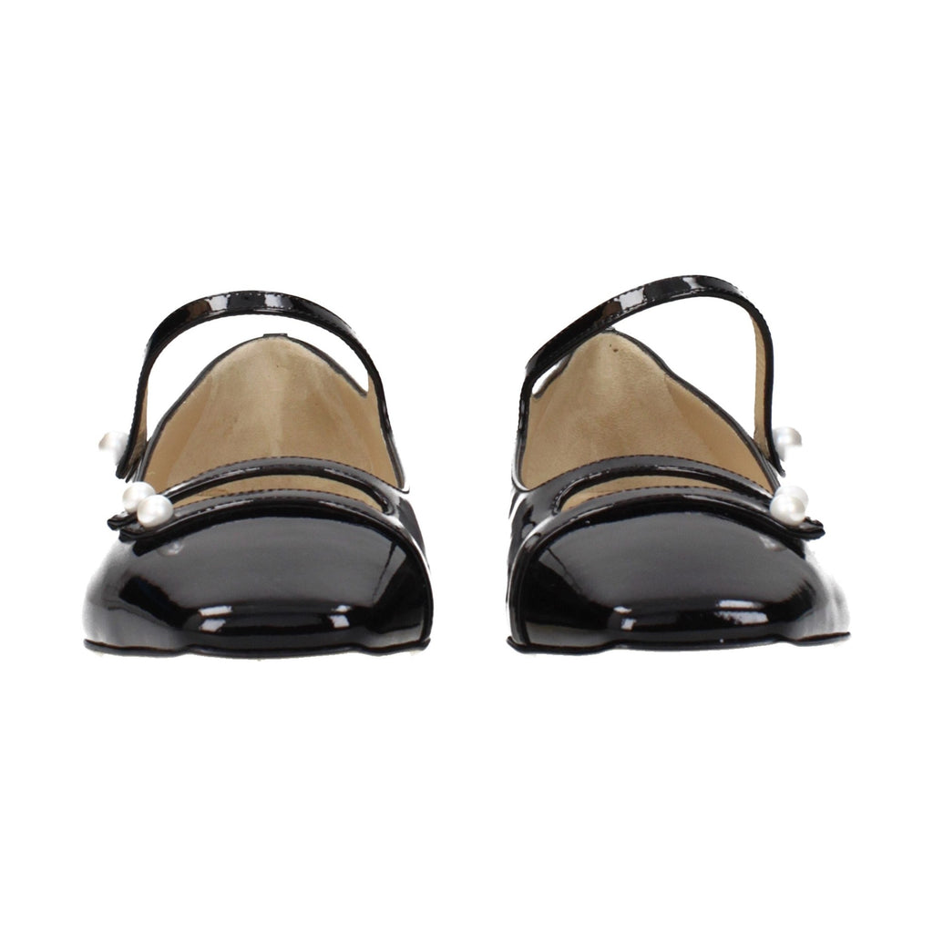 Black Leather Ballet Flats