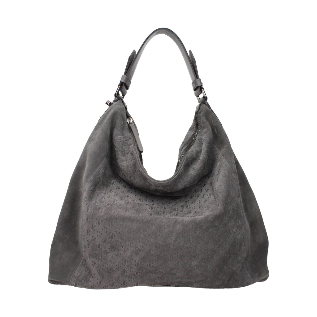 Gray Leather Shoulder Bag