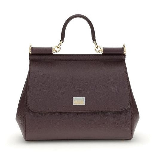 Dolce & Gabbana Bordeaux Calf Leather Bos Taurus Handbag