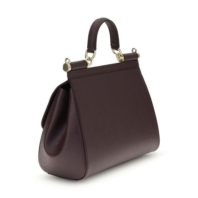 Dolce & Gabbana Bordeaux Calf Leather Bos Taurus Handbag