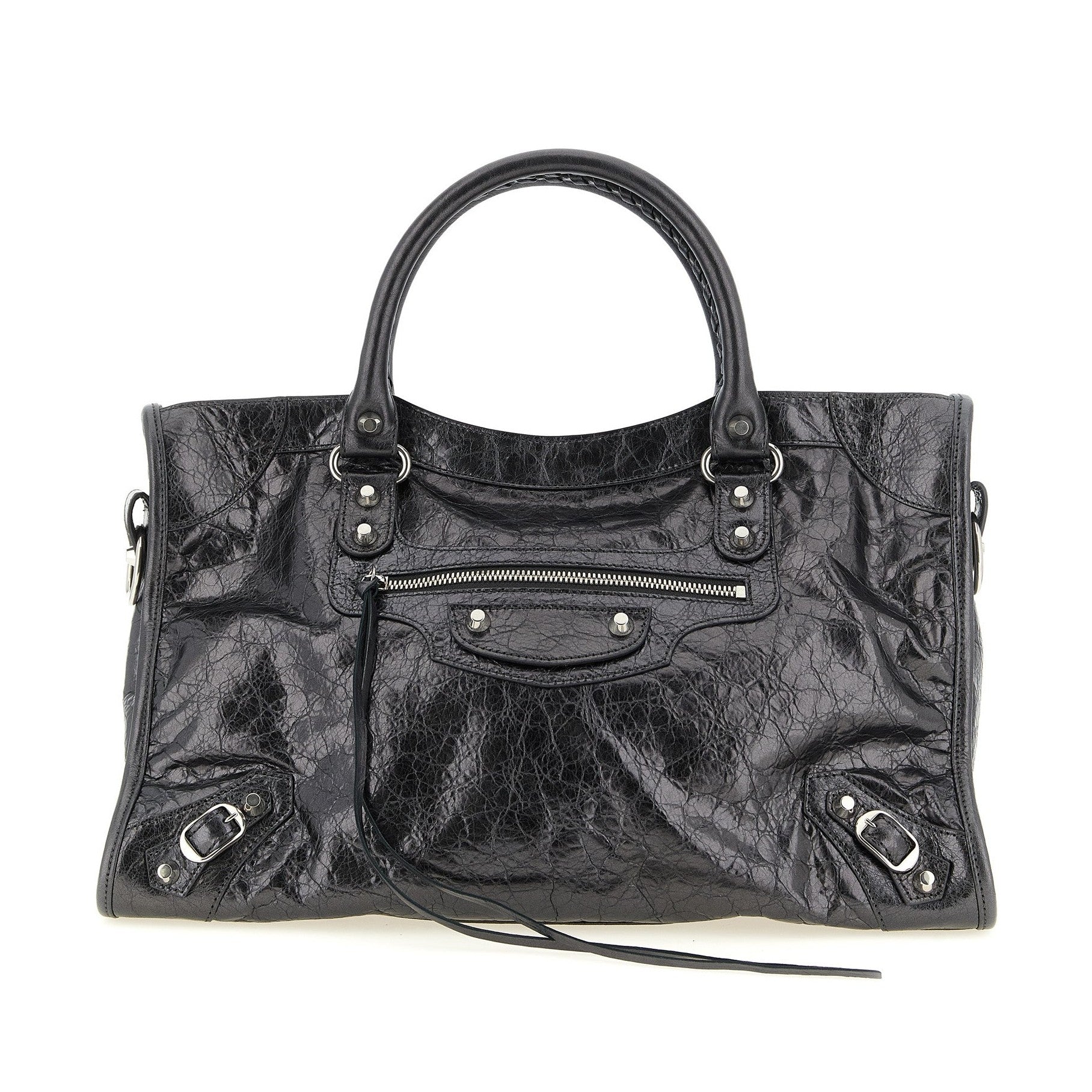 Silver Lamb Leather Handbag