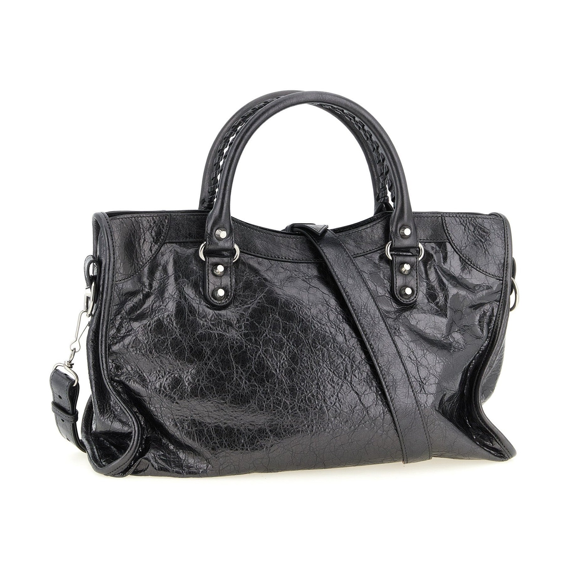 Silver Lamb Leather Handbag