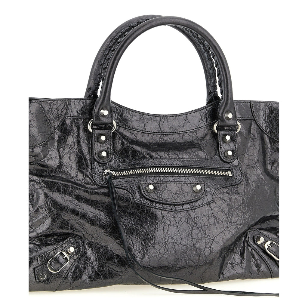 Silver Lamb Leather Handbag