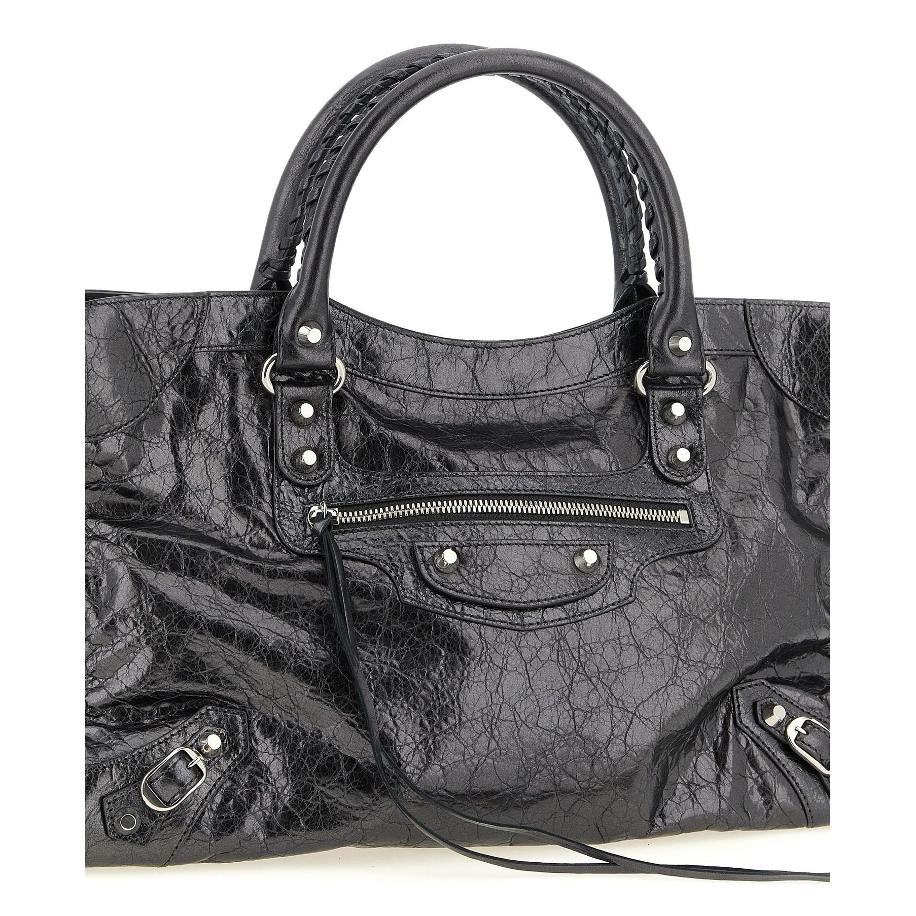 Silver Lamb Leather Handbag