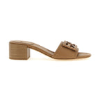 Beige Calfskin Flat Sandals