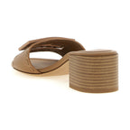 Beige Calfskin Flat Sandals