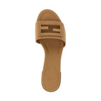 Beige Calfskin Flat Sandals