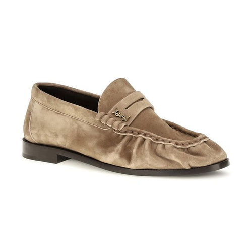 Beige Calf Leather Bos Taurus Slip-On Loafers