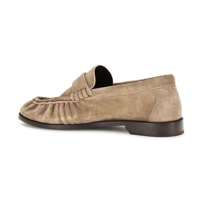 Beige Calf Leather Bos Taurus Slip-On Loafers