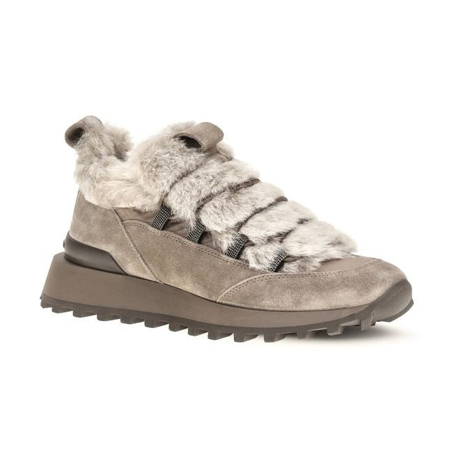 Gray Suede Leather Athletic Sneakers