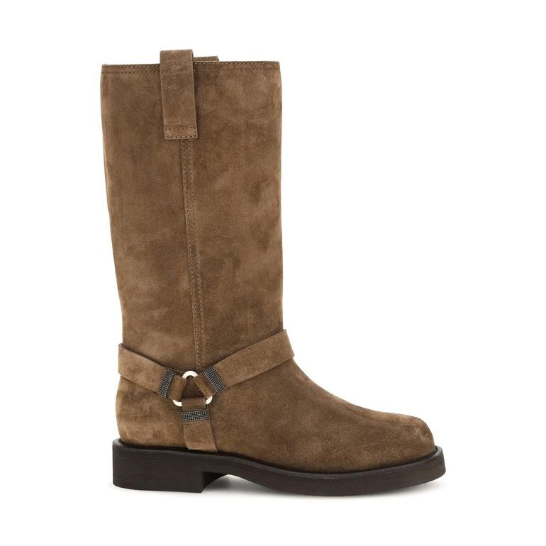 Brown Calf Leather Bos Taurus Flat Boots