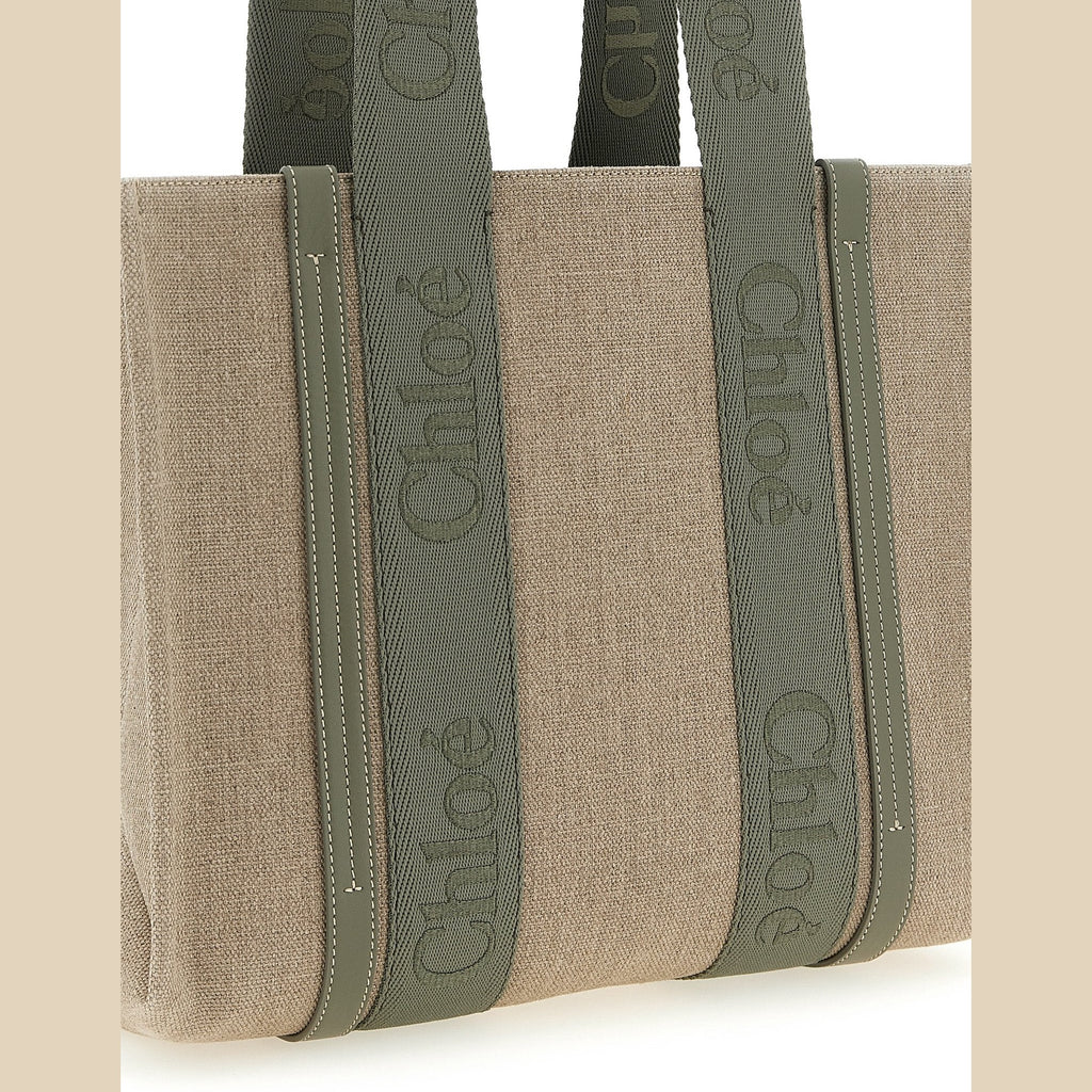 Bicolor Linen Tote Bag