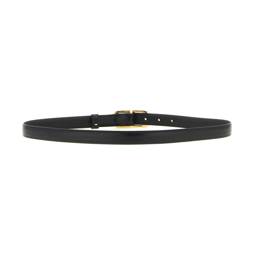 Black Calfskin Thin Belt