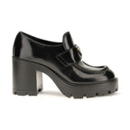 Black Calf Leather Bos Taurus Platform Loafers