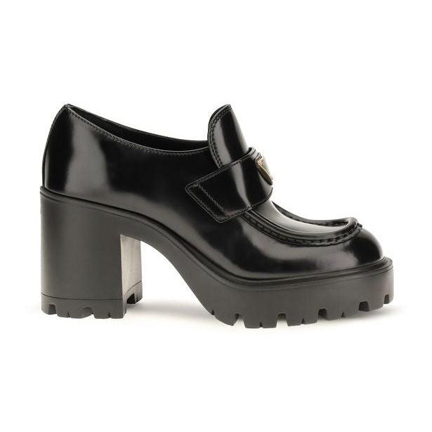 Black Calf Leather Bos Taurus Platform Loafers
