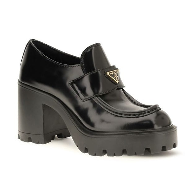 Black Calf Leather Bos Taurus Platform Loafers