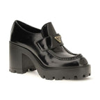 Black Calf Leather Bos Taurus Platform Loafers