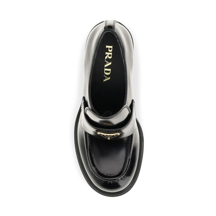 Black Calf Leather Bos Taurus Platform Loafers