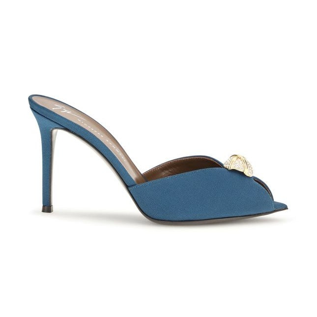 Blue Calf Leather Bos Taurus Stiletto Heel Sandals