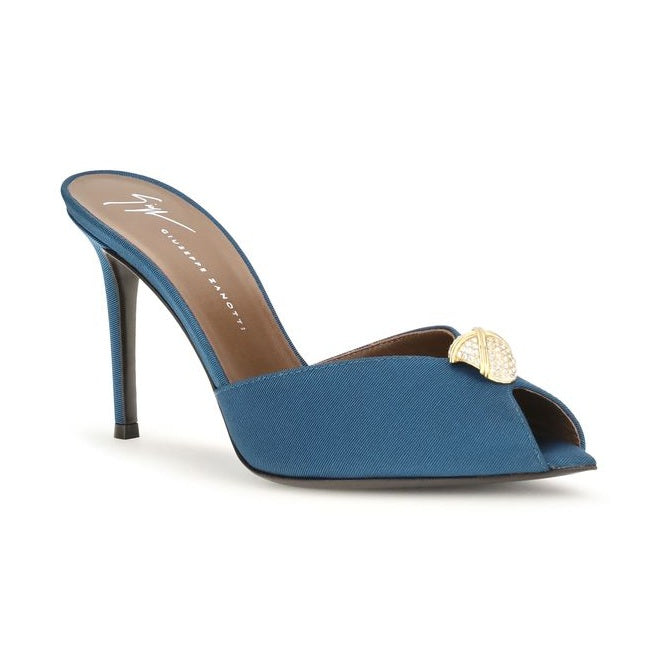 Blue Calf Leather Bos Taurus Stiletto Heel Sandals