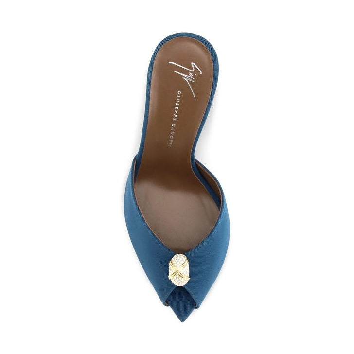 Blue Calf Leather Bos Taurus Stiletto Heel Sandals
