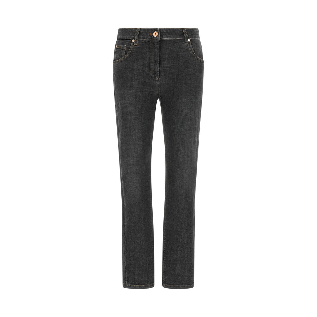 Gray Cotton Slim Fit Jeans