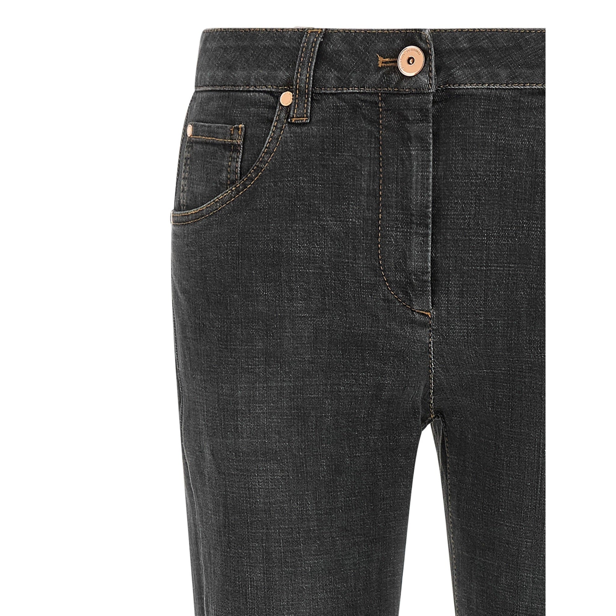 Gray Cotton Slim Fit Jeans