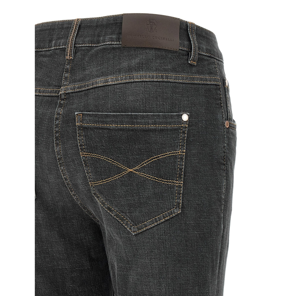 Gray Cotton Slim Fit Jeans