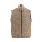 Beige Polyester Sleeveless Jacket