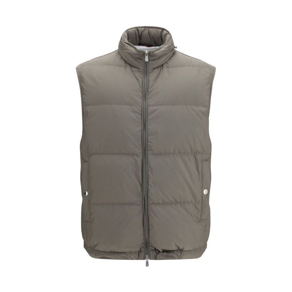 Gray Polyester Sleeveless Jacket