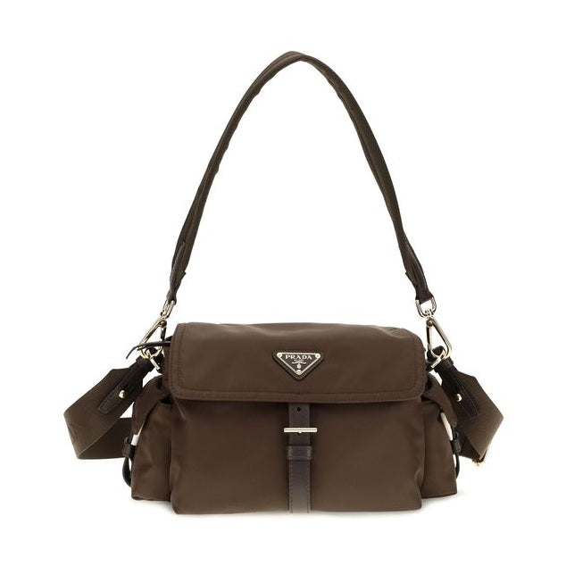 Brown Recycled Polyamide Shoulder Bag