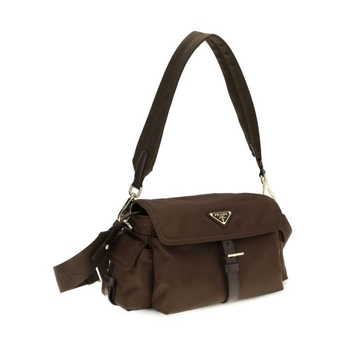 Brown Recycled Polyamide Shoulder Bag