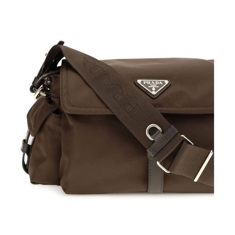 Brown Recycled Polyamide Shoulder Bag