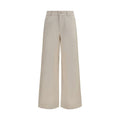 Beige Cotton Casual Pants