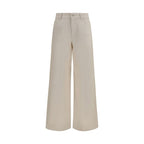 Beige Cotton Casual Pants
