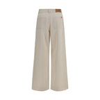 Beige Cotton Casual Pants