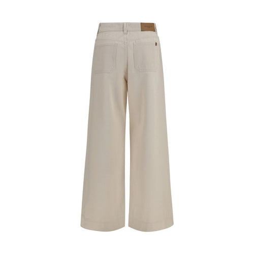 Beige Cotton Casual Pants