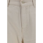 Beige Cotton Casual Pants