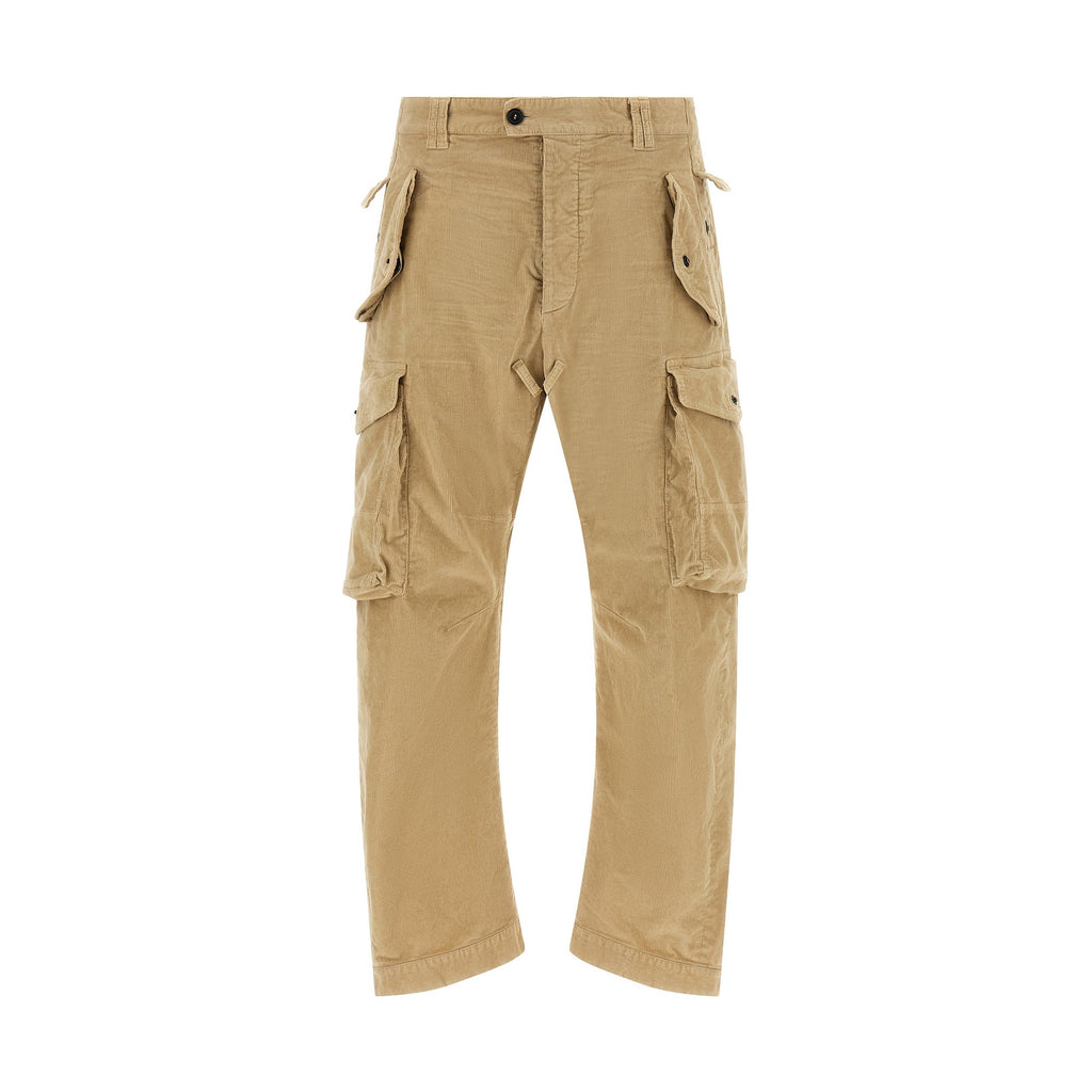 Beige Cotton Cargo Pants