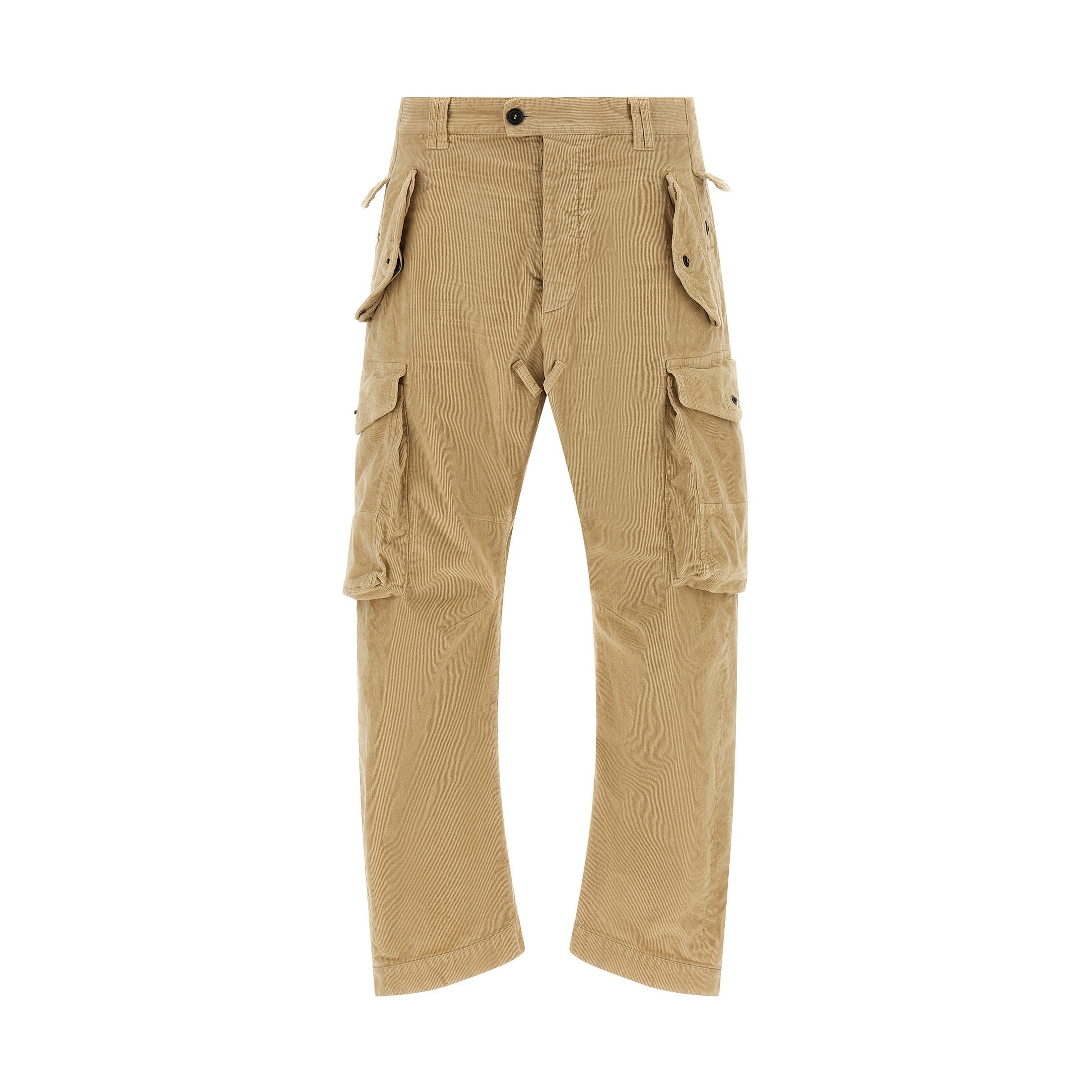 Beige Cotton Cargo Pants