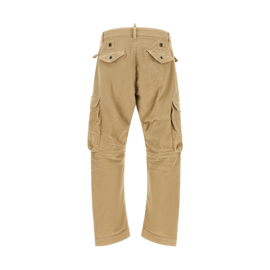 Beige Cotton Cargo Pants