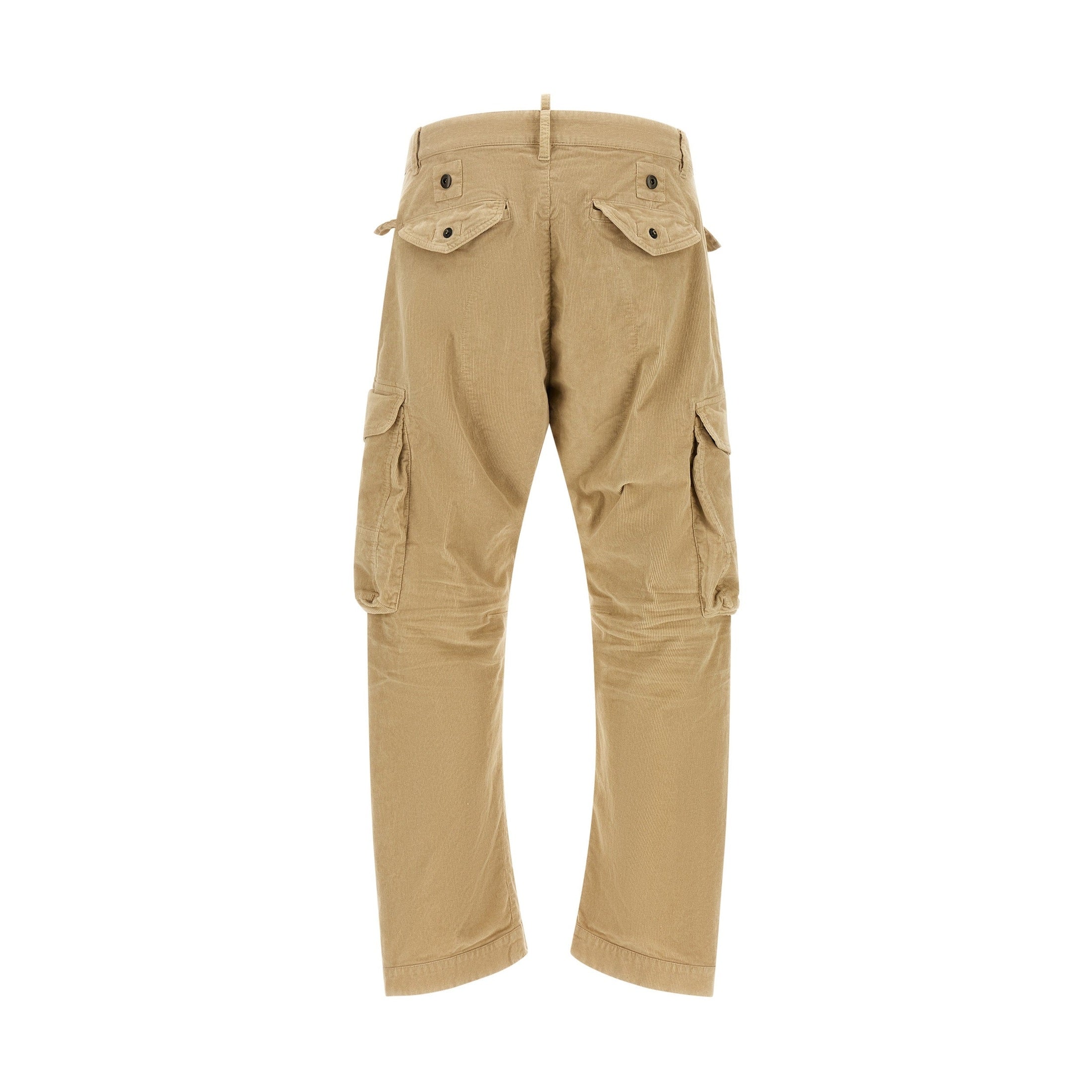 Beige Cotton Cargo Pants