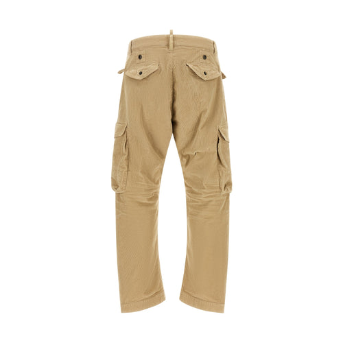 Beige Cotton Cargo Pants