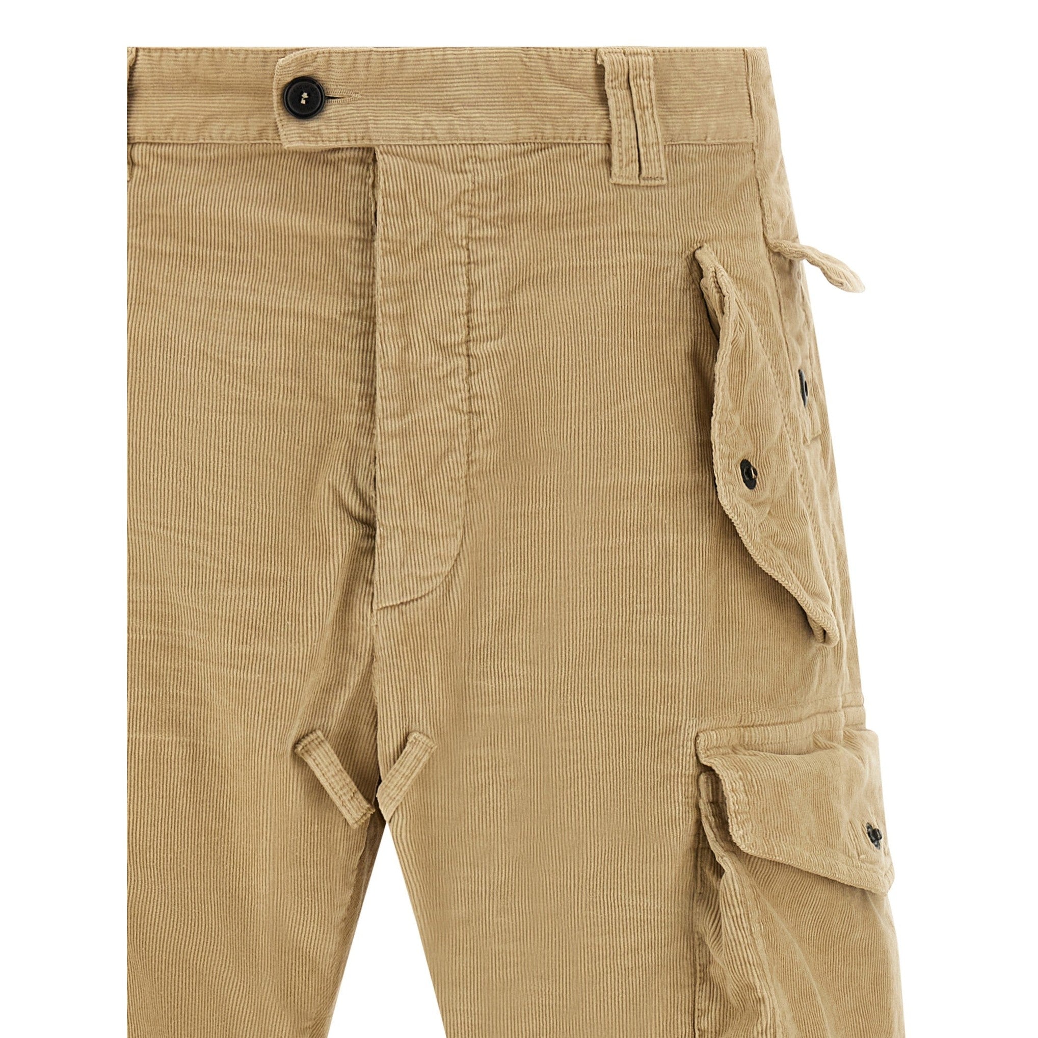 Beige Cotton Cargo Pants