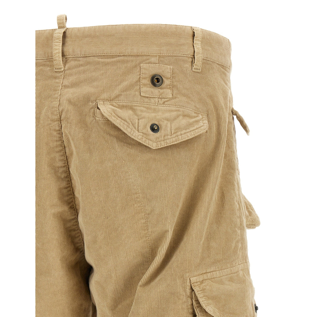 Beige Cotton Cargo Pants