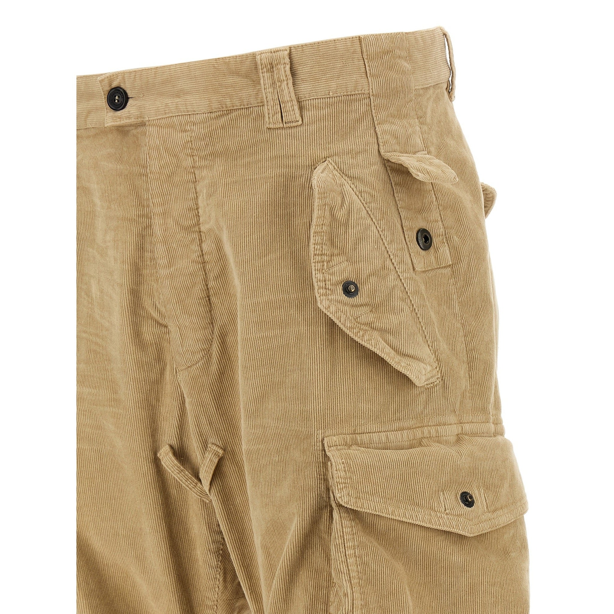 Beige Cotton Cargo Pants